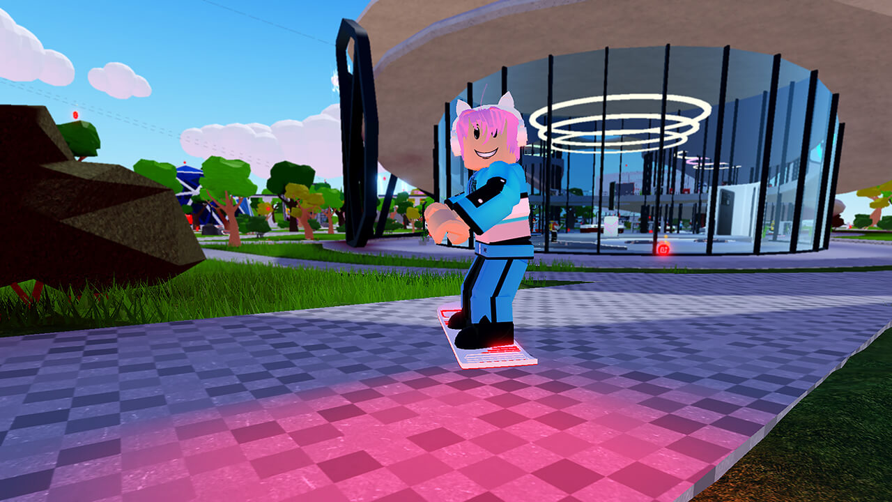 A character in the OnePlus World virtual theme park on Roblox.
