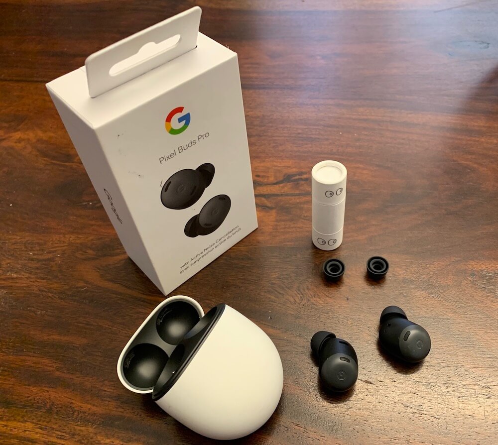 Google Pixel Buds Pro with case and box
