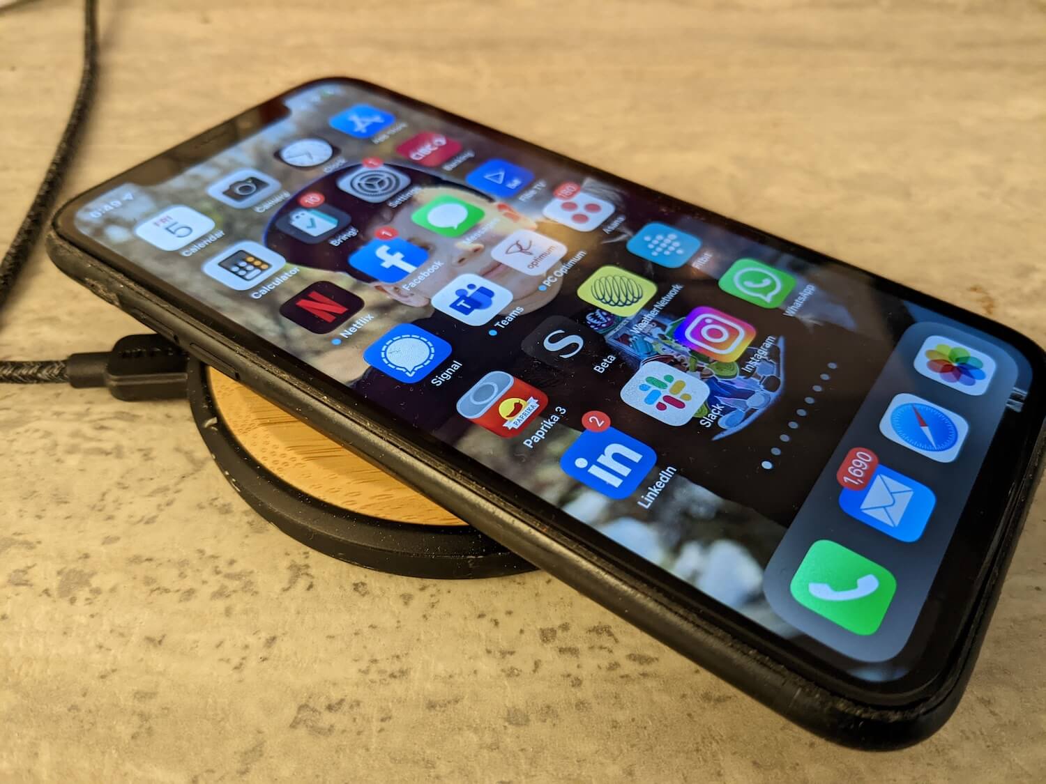 iPhone on One Drop wireless charger