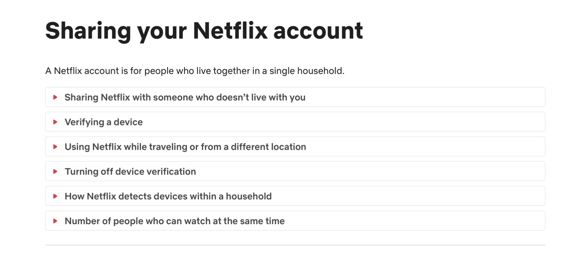 Netflix password sharing policy