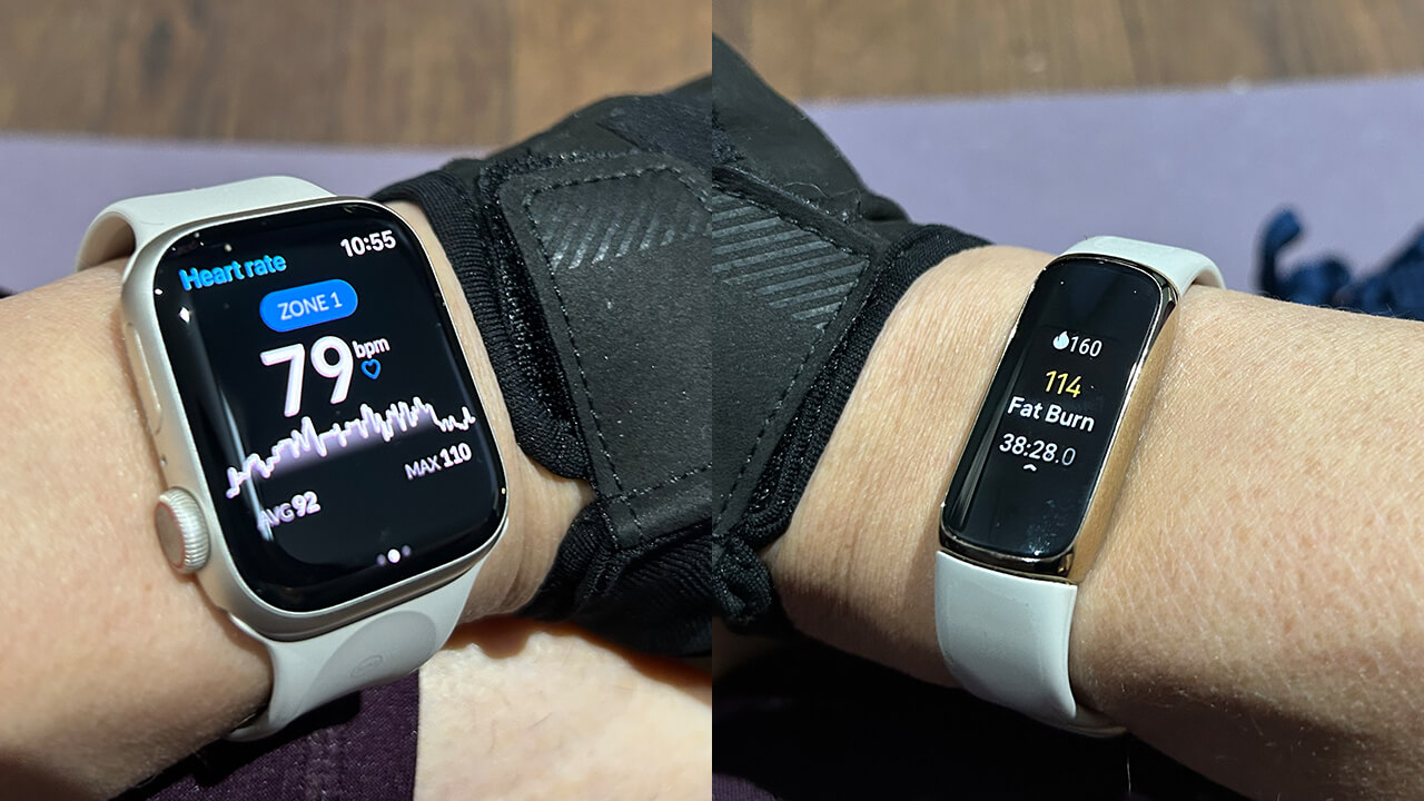 Apple Watch and Fitbit tracking workout