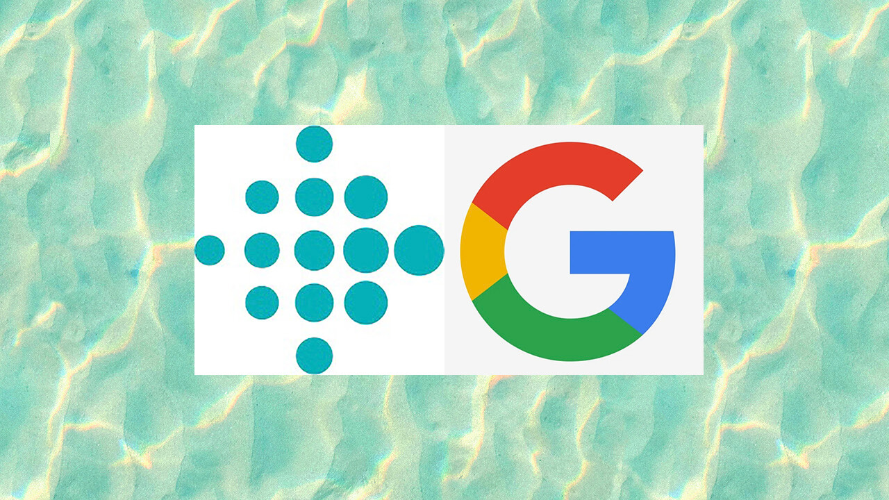 Side by side Fitbit and Google logos