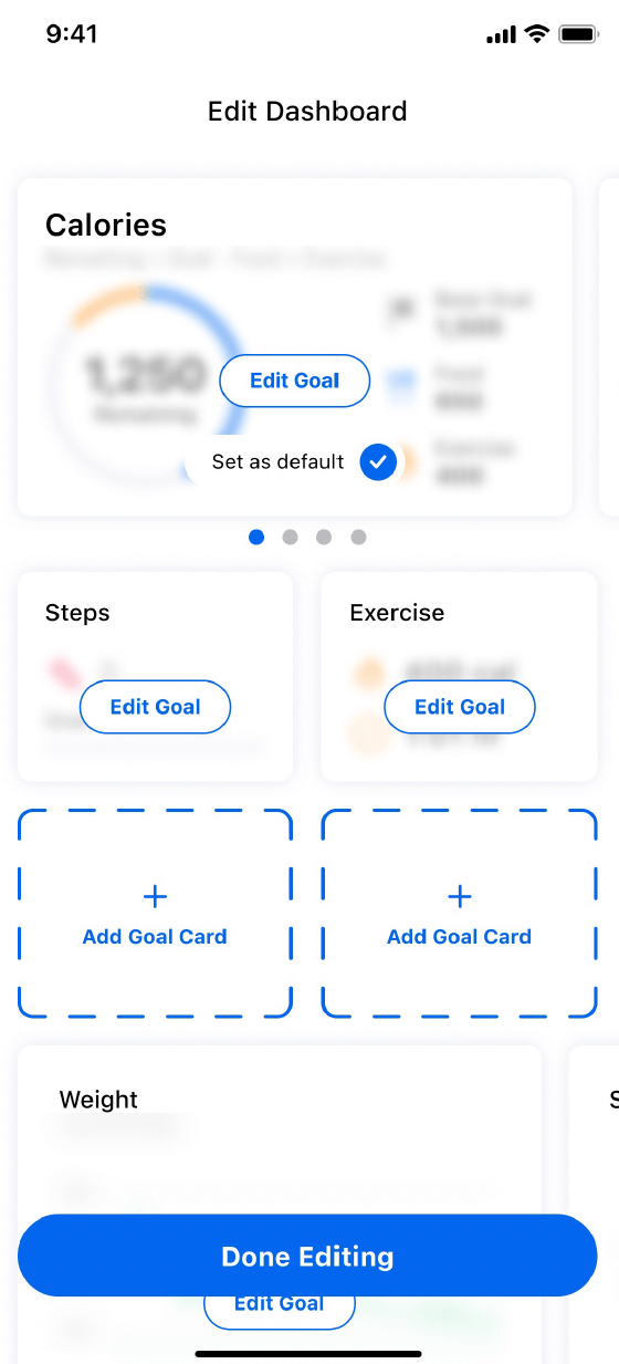 MyFitnessPal edit goals