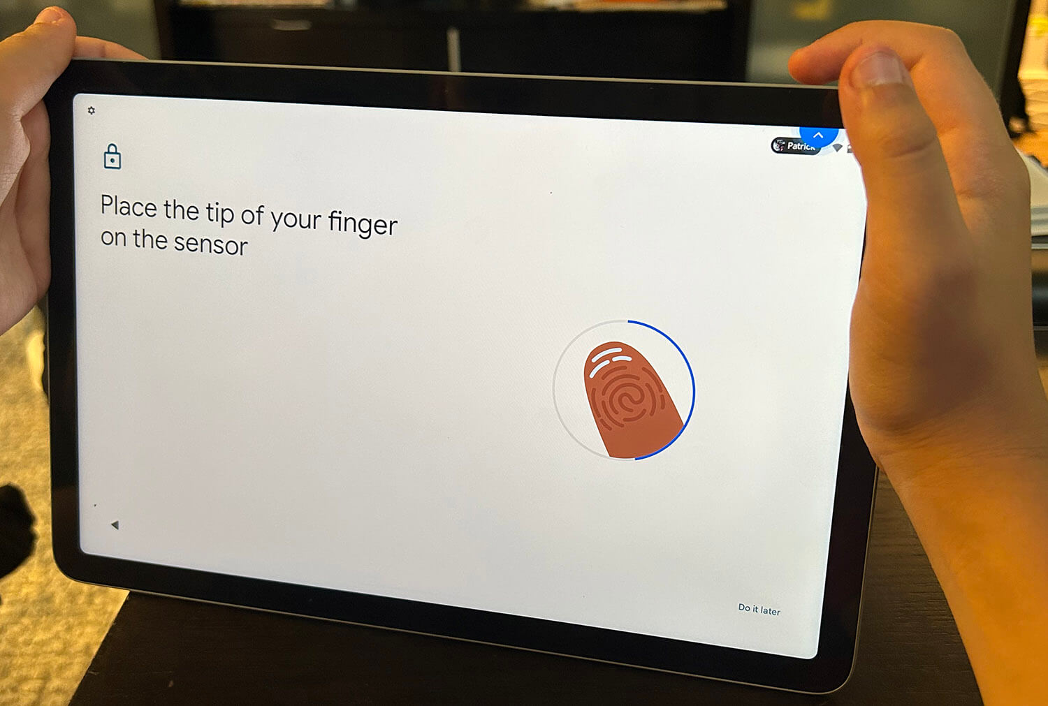 Google Pixel Tablet fingerprint set-up
