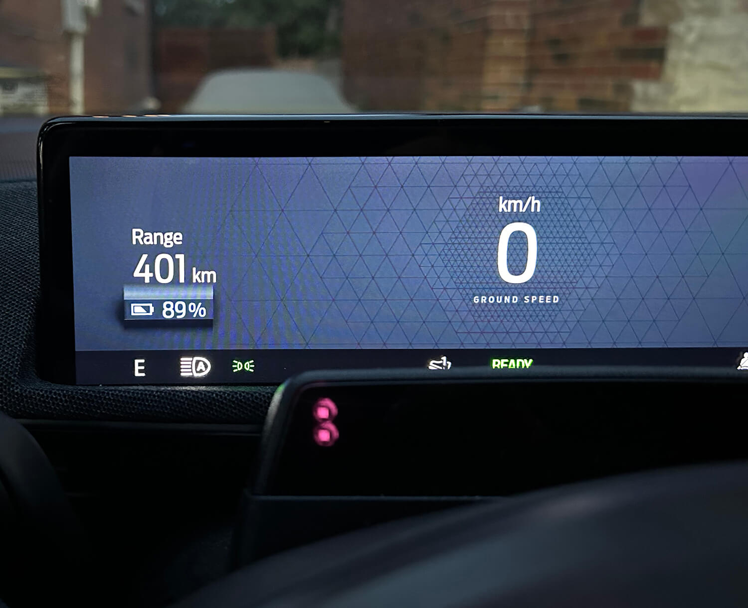 Ford Mustang display showing battery charge left