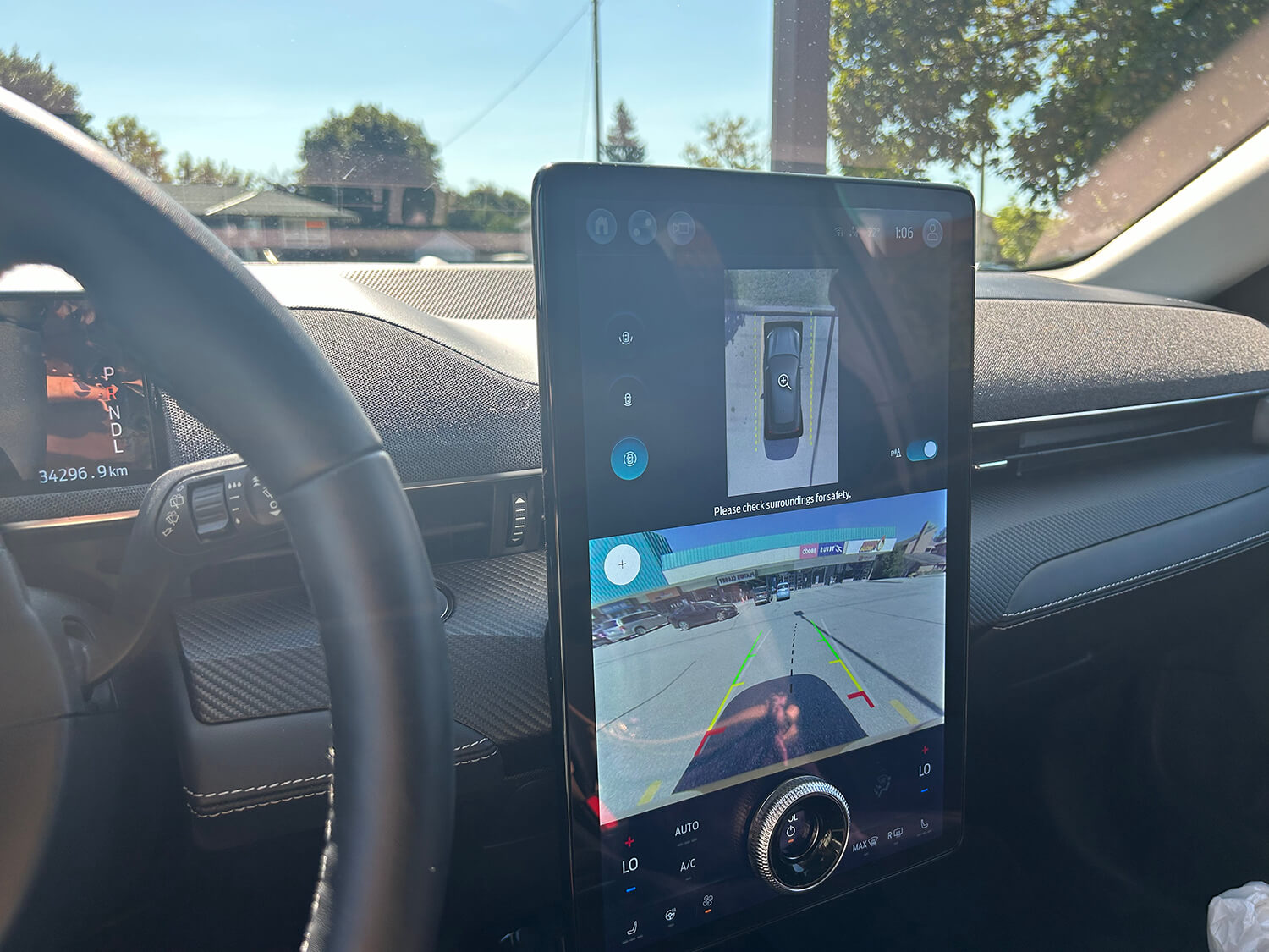 Ford Mustang Mach E interior display with back-up cameras