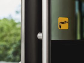 Interac logo on door