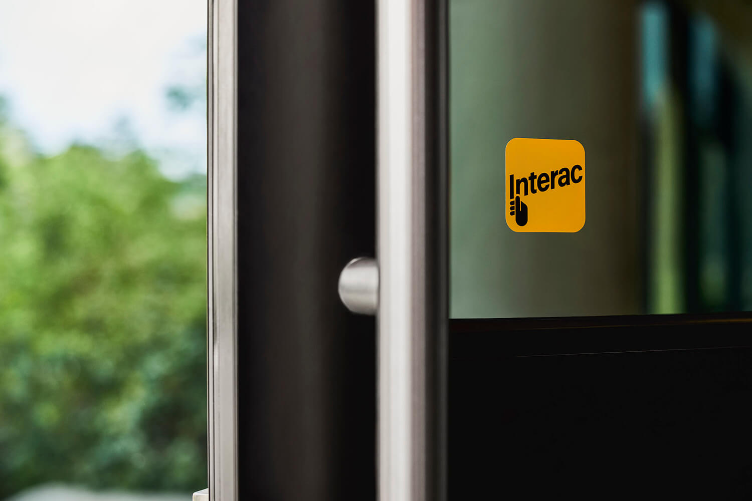 Interac logo on door