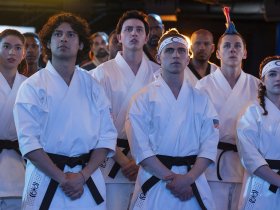 The kids from Miyagi-do at the Sekai Taikai tournament in Cobra Kai