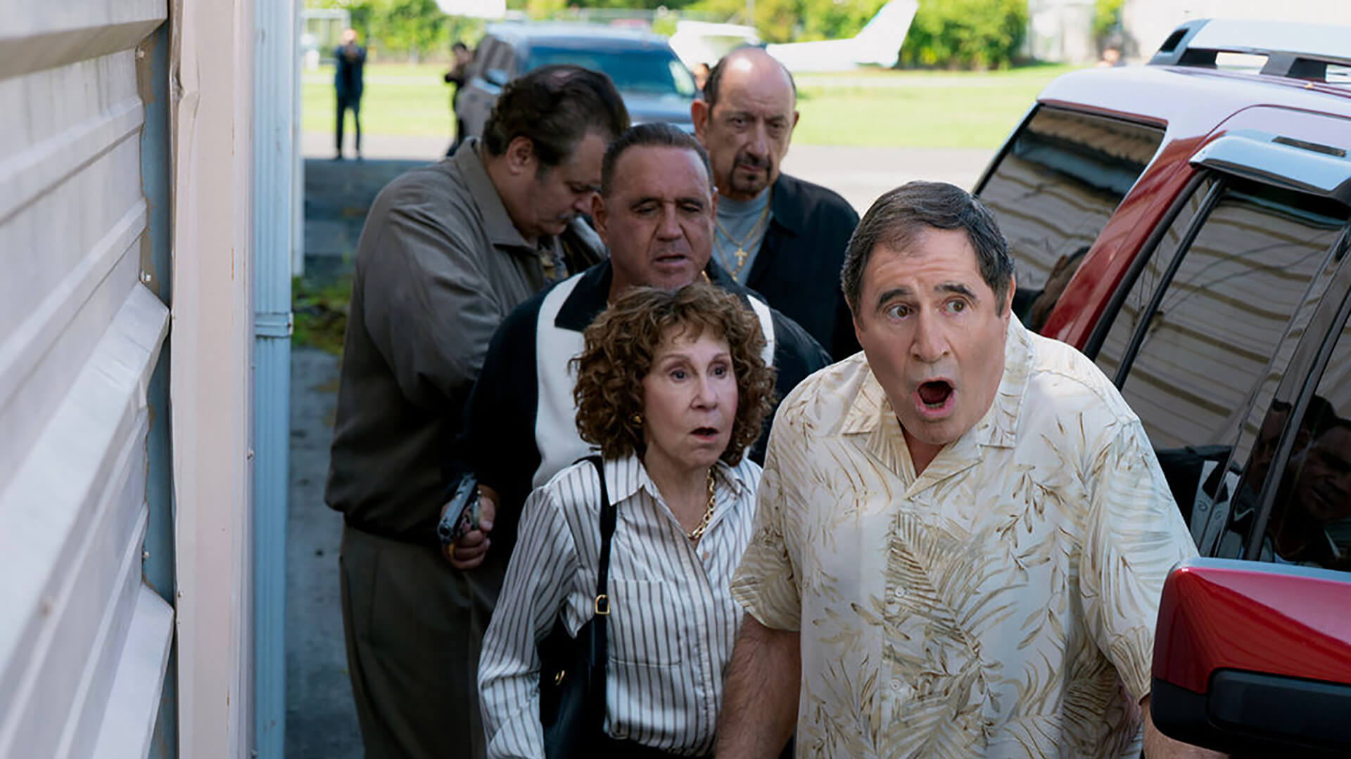 Several characters looking shocked in Poker Face.