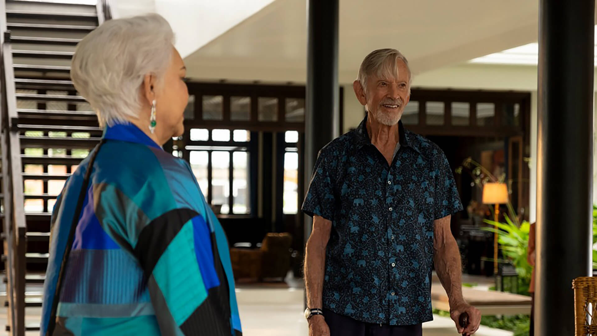 Sritala and Jim at their house in Bangkok on The White Lotus.