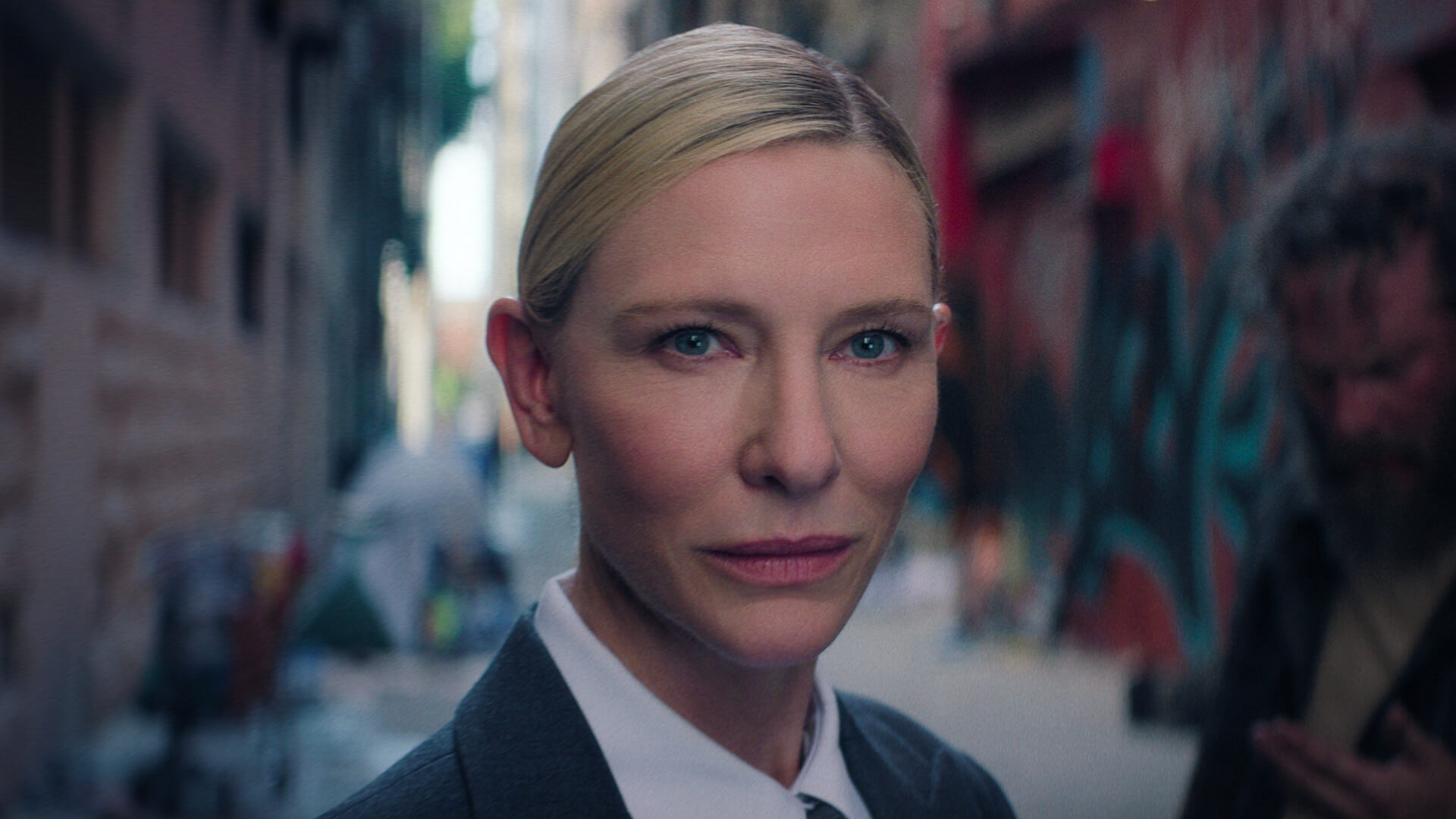 Cate Blanchett staring into the camera in Squid Game.