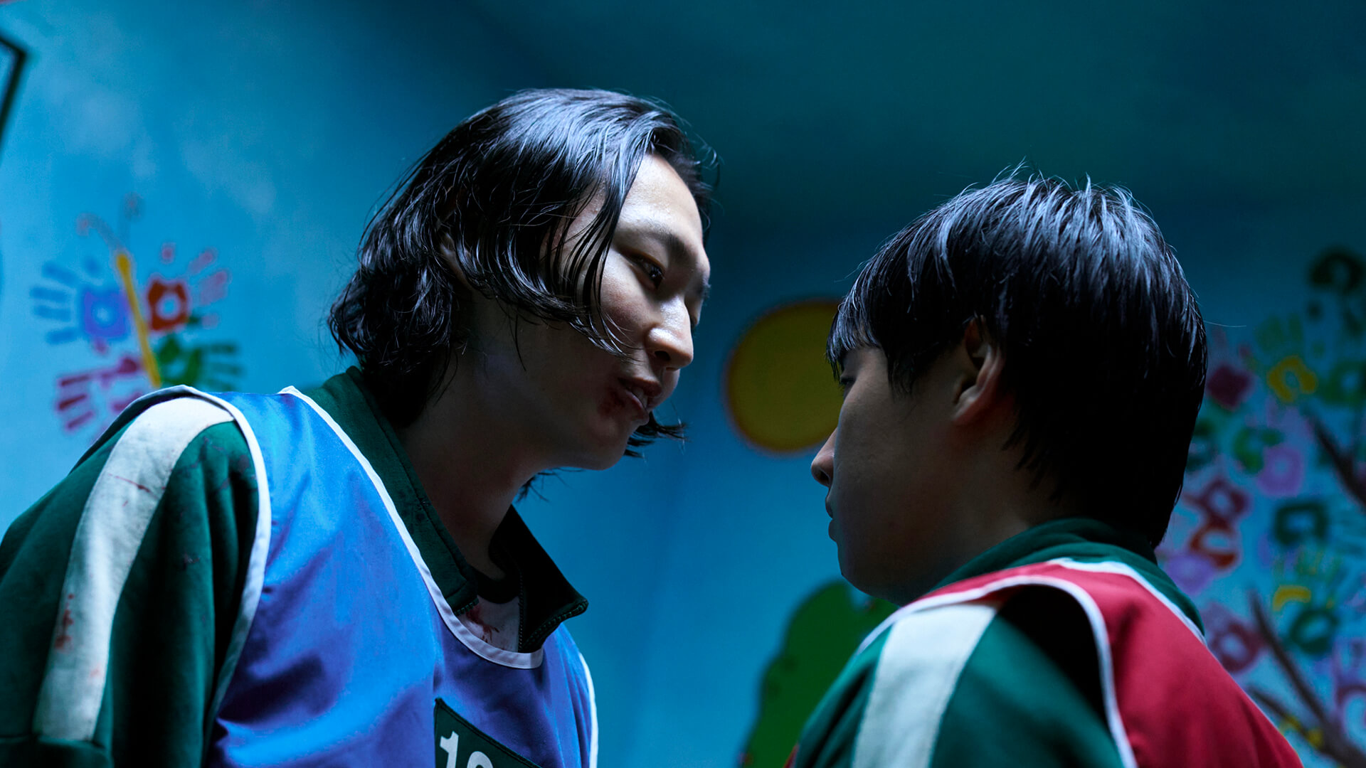 A player confronting another in Squid Game.