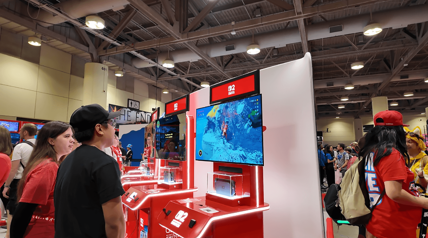 People playing games om the Nintendo Switch 2 at Fan Expo Canada.