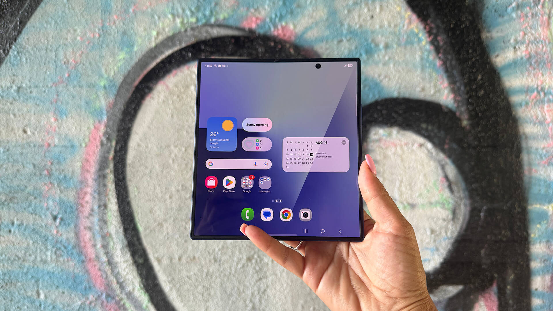 Samsung Galaxy Z Fold 7 on graffiti