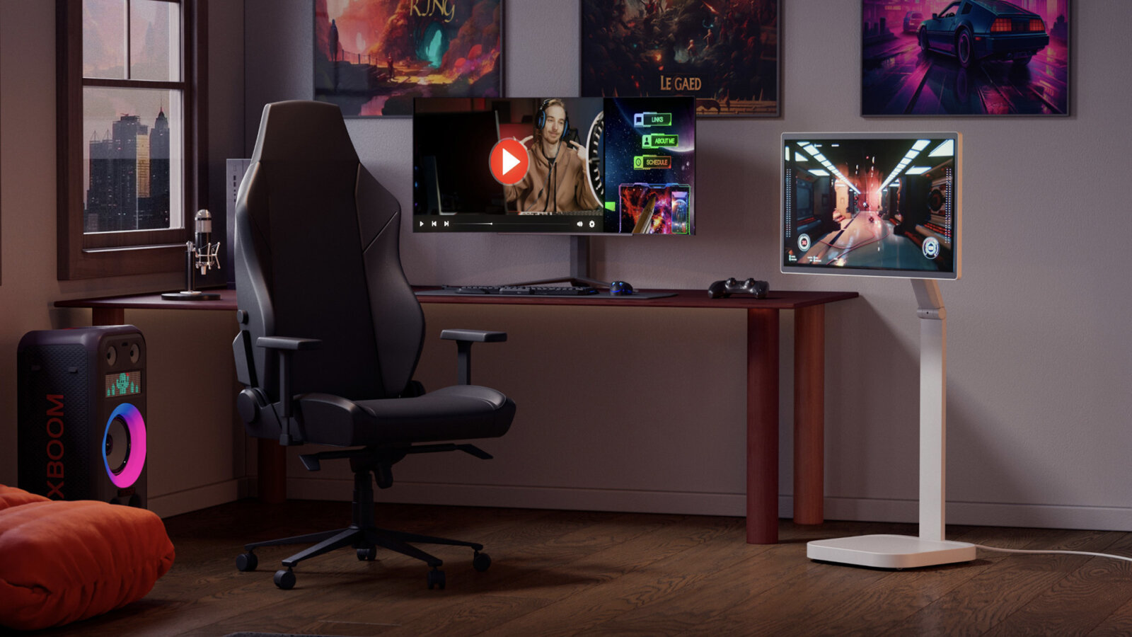 LG smart monitor swing in a games room