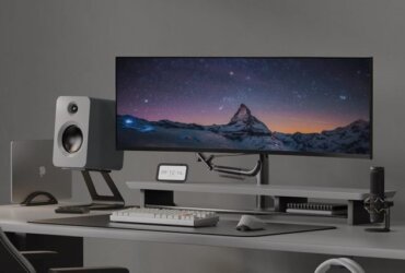 Kanto REN speakers on a desk