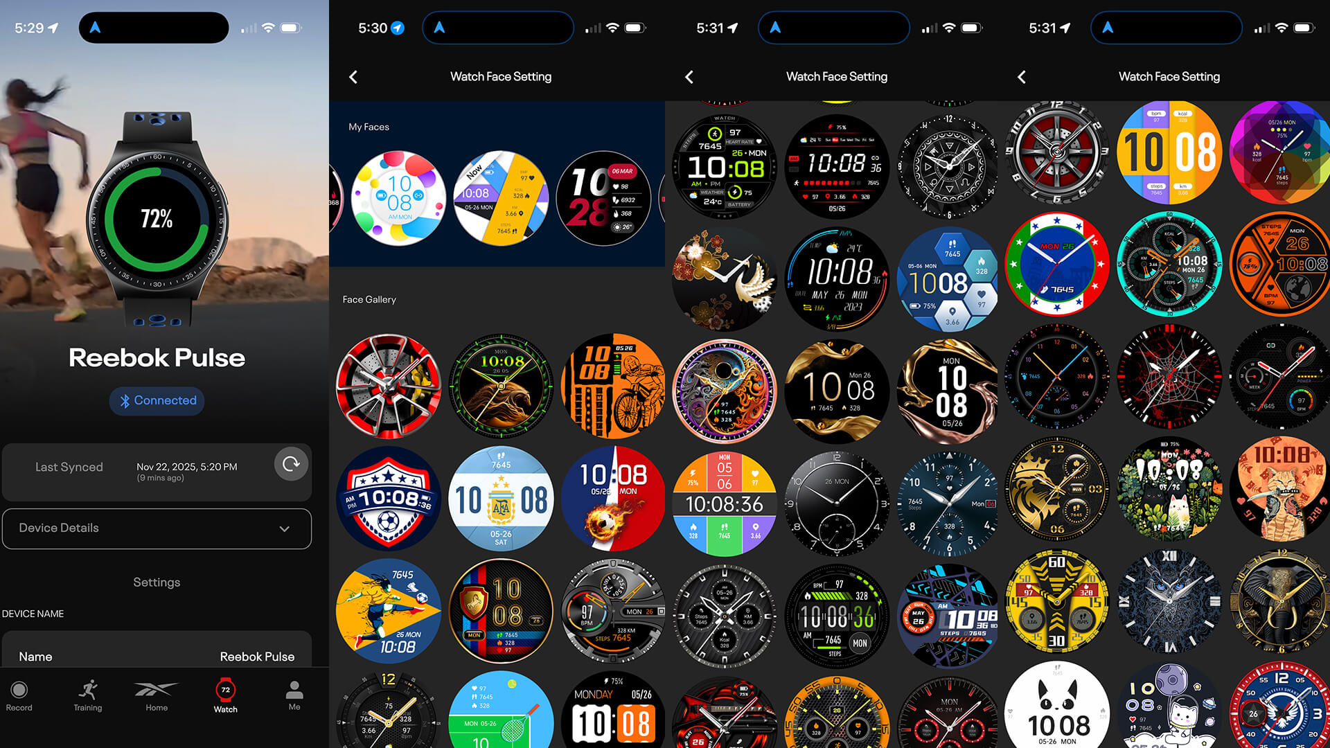 Reebok Pulse smartwatch watch faces