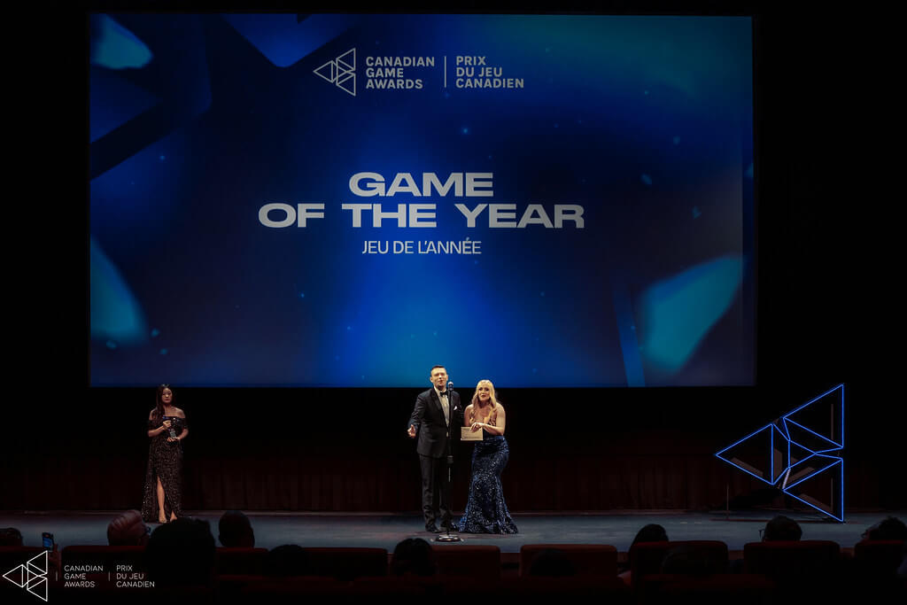 Recipients accept their award at the Canadian Game Awards.