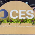 The CES sign inside the convention centre.