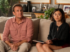 Jimmy and Alice sitting on the couch in Shrinking Season 3.