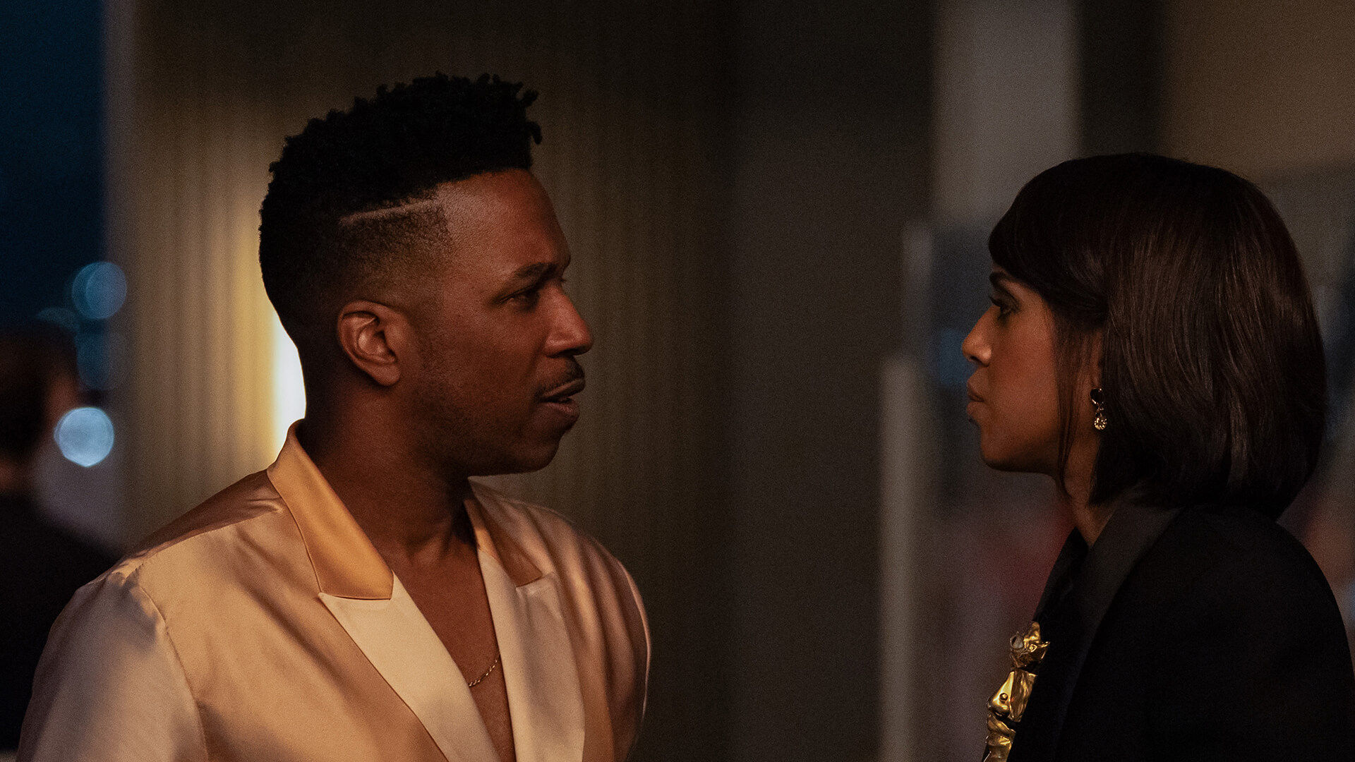 A man and woman talking in Imperfect Women.