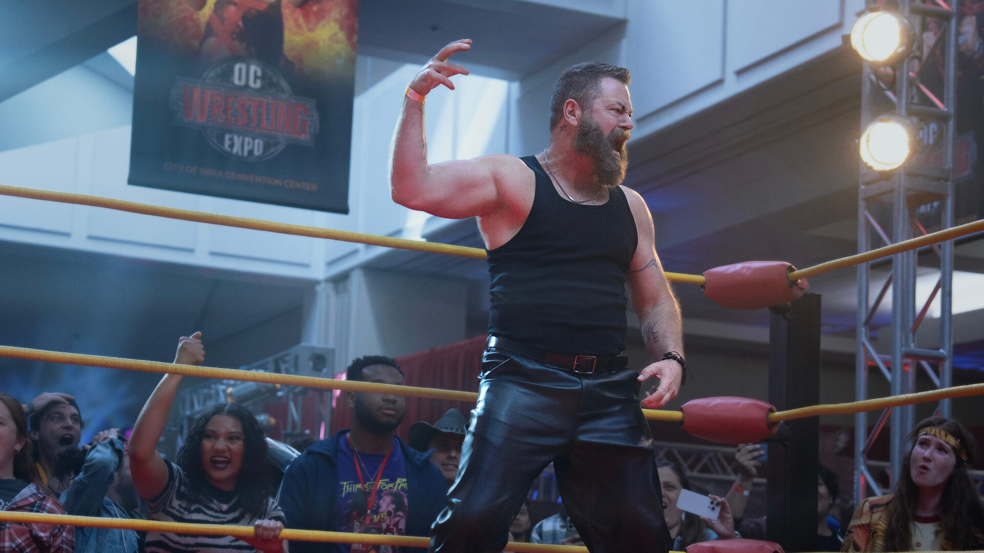 Jinx in a wrestling ring in Margo's Got Money Troubles.