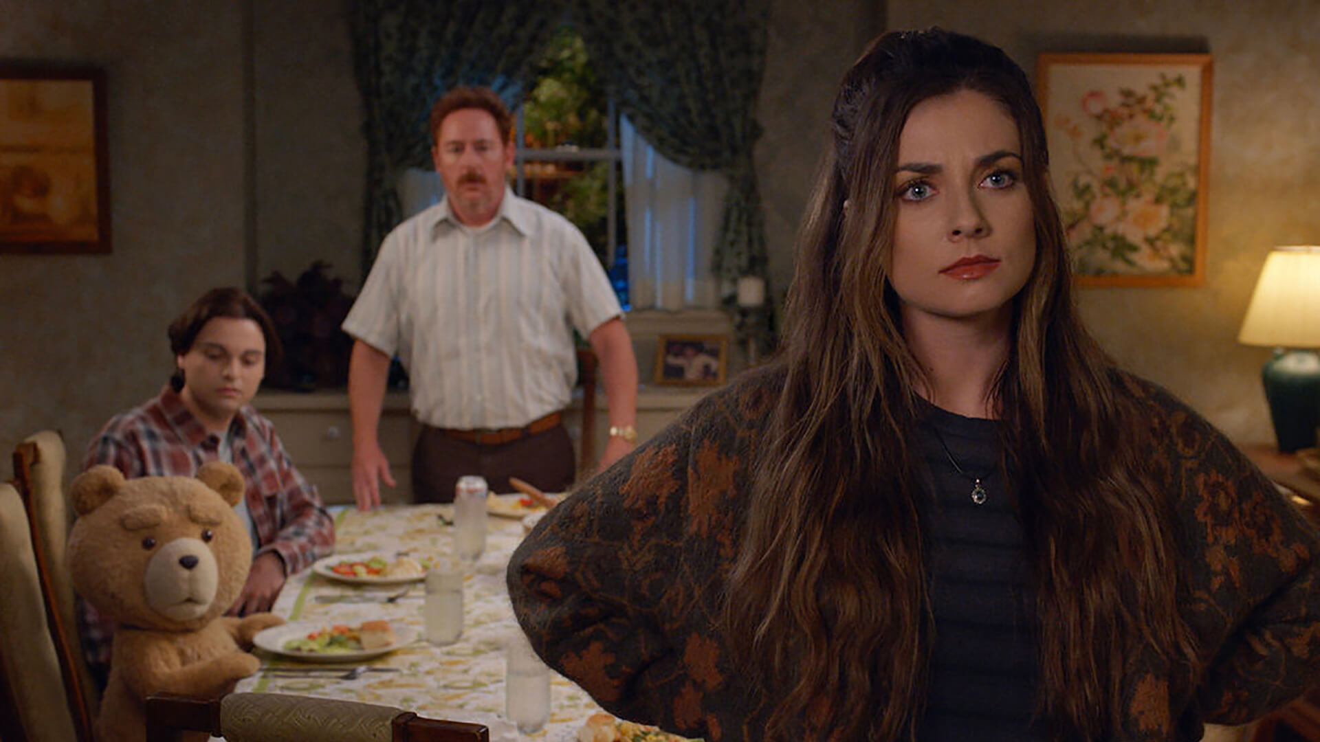 Blaire looking angrily at someone in Ted.