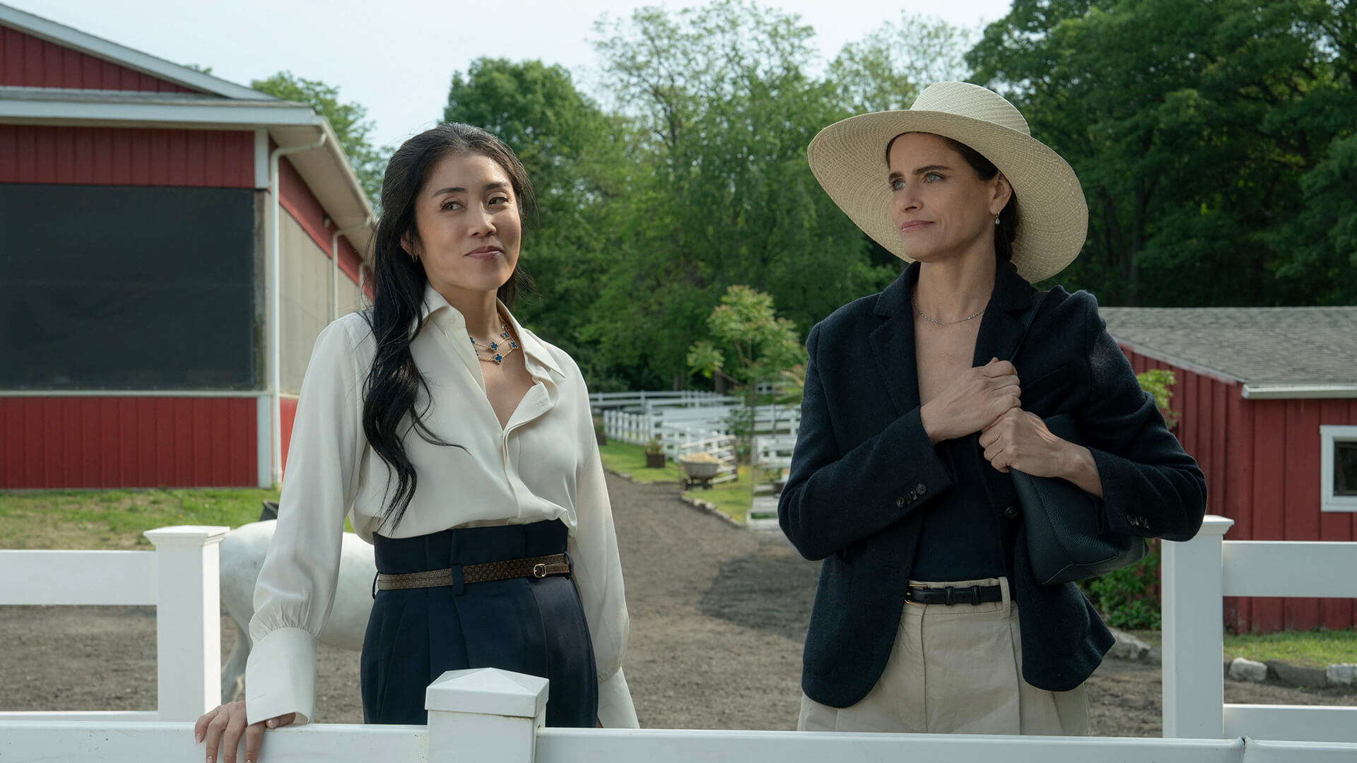 Grace and Mel dressed up in Your Friends & Neighbors.