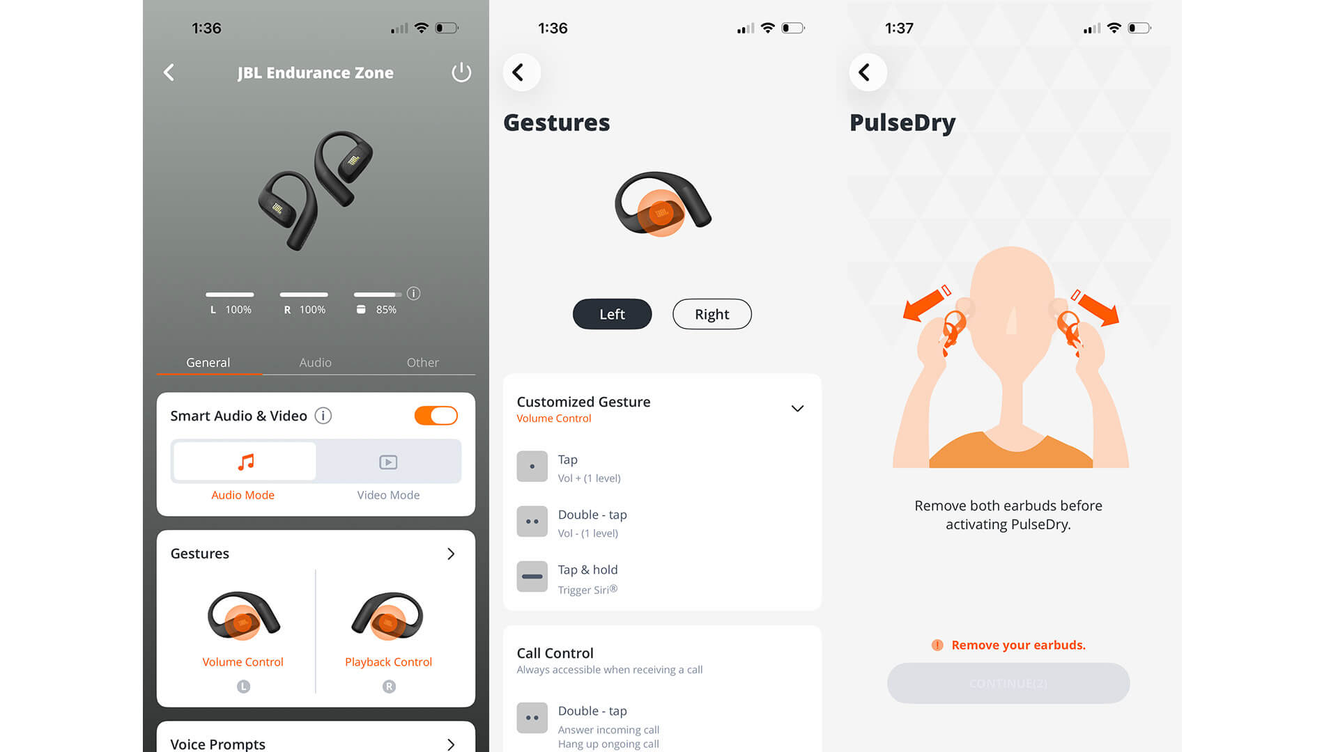 JBL Endurance Zone earbuds app