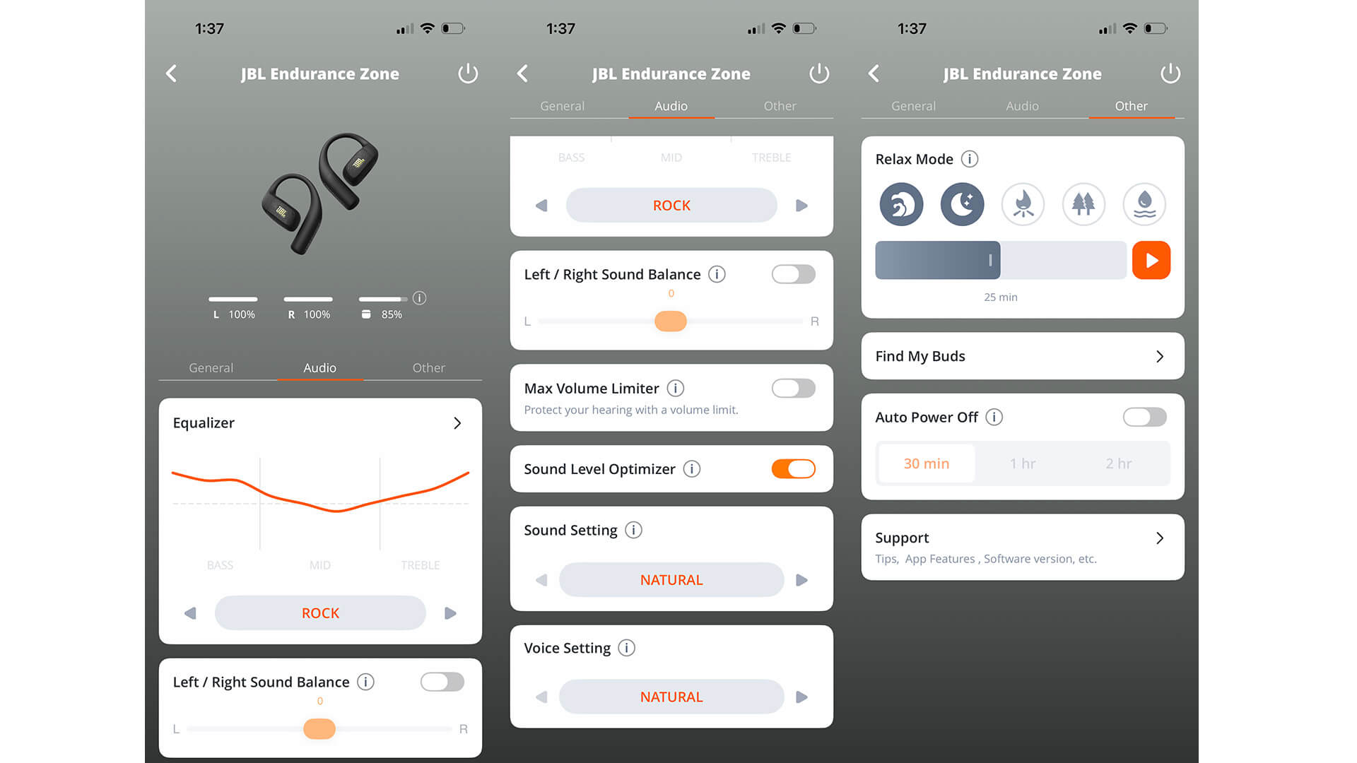 JBL Endurance Zone earbuds app