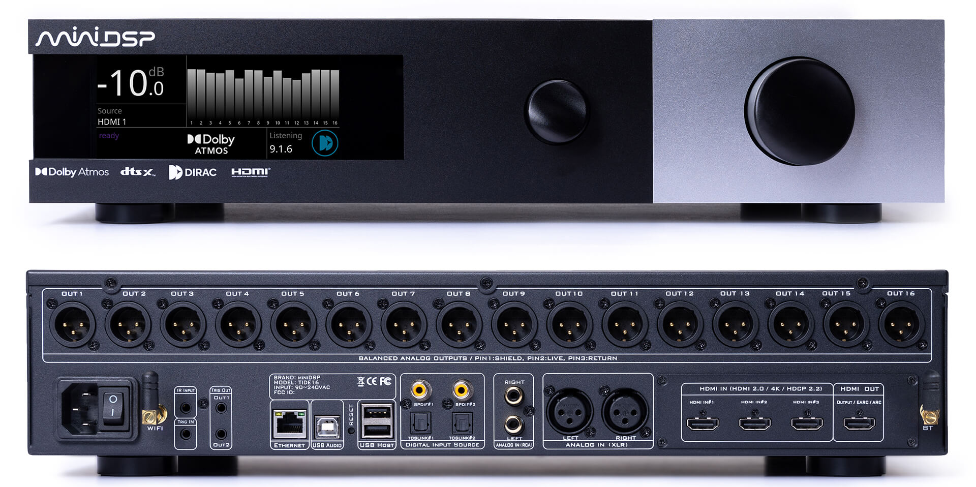Dirac Live Active Room Treatment Included in miniDSP's Tide16 Multi-Channel Processor