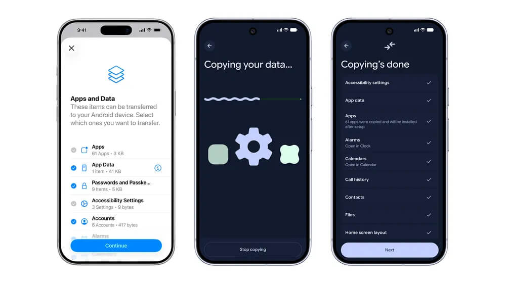 iOS to Android transfer process
