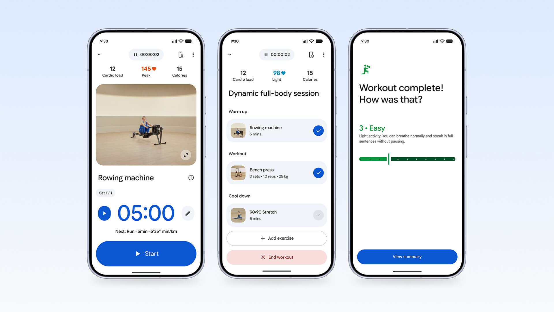 Google Health app workout