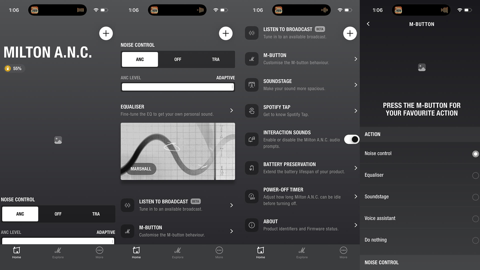 Marshall Milton ANC headphones app