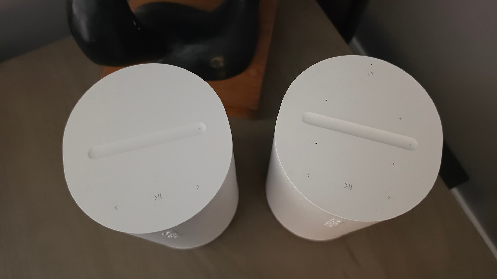 The tops of the Sonos Era 100 and Sonos Era 100 SL