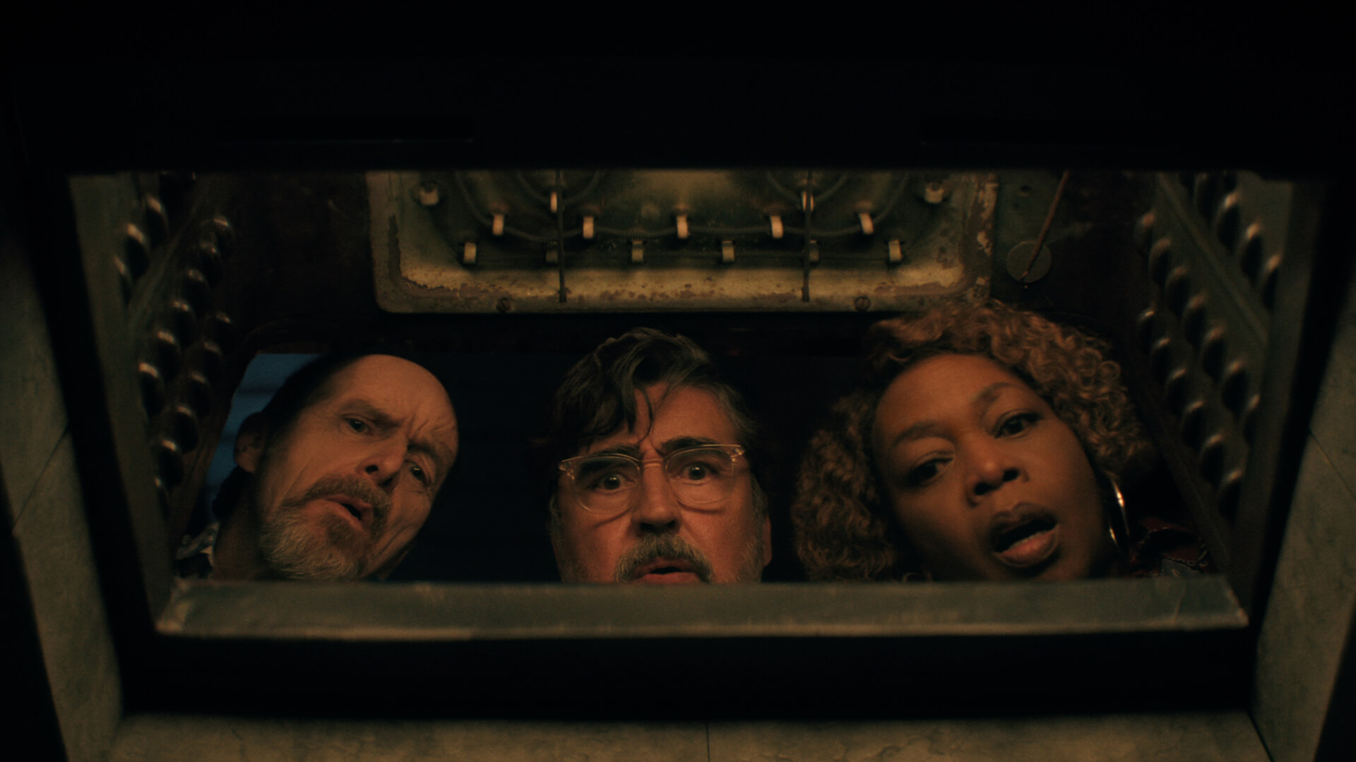 Wally, Sam, and Judy looking into a hole in The Boroughs.