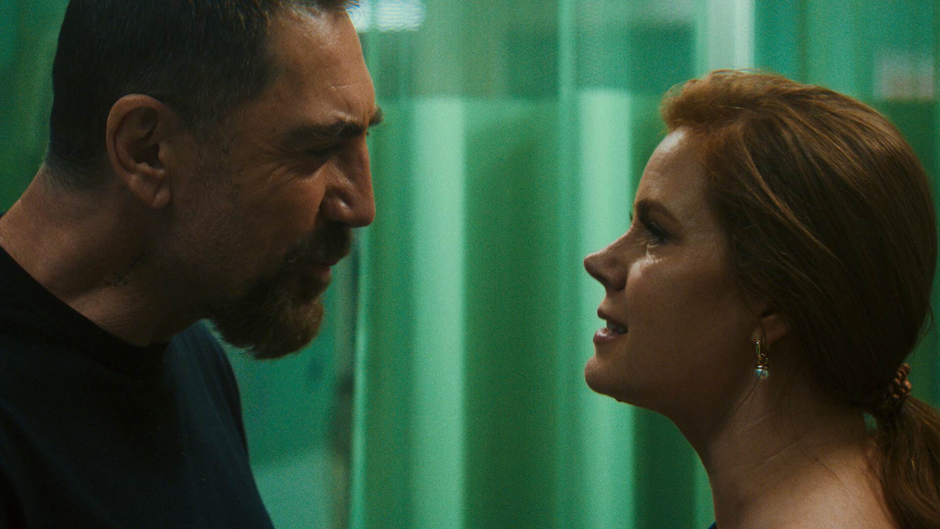 Max and Anna standing face to face in Cape Fear.