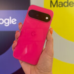 Google Pixel 11 phone in bright pink.