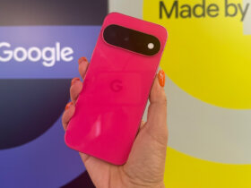 Google Pixel 11 phone in bright pink.