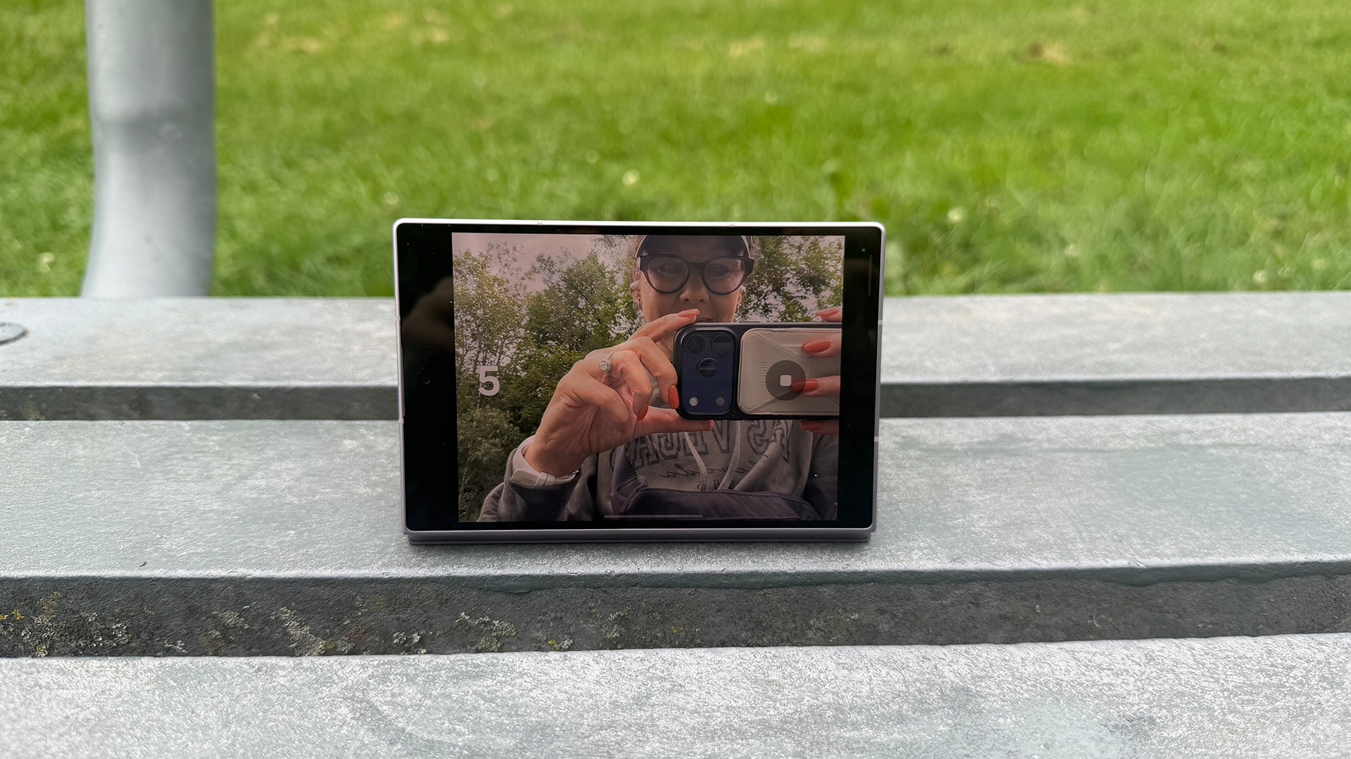 Samsung Galaxy Z Fold 8 open taking a photo