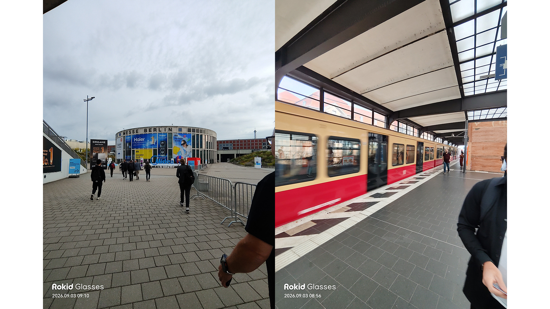 Side by side images from Berlin captured with the Rokid glasses.