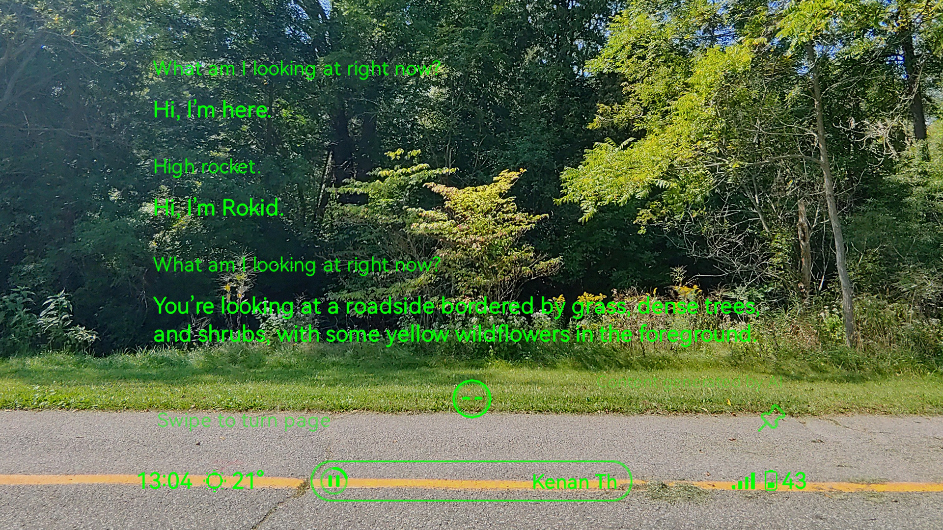 Rokid smart glasses AR view of notifications